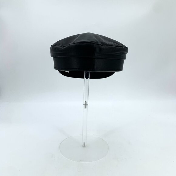 Ruslan Baginskiy Black Leather Navy Cap Beret Style XS 100% Leather Made In Ukra
